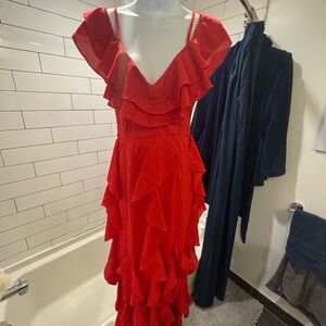 Gorgeous Red Ruffled Maxi Dress 💃